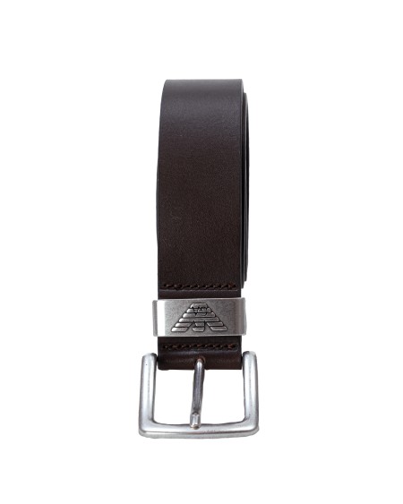 Shop EMPORIO ARMANI  Belt: Emporio Armani leather belt with logoed buckle.
Height: 4cm.
Hammered leather.
Logo branding.
Basic plain colour.
Buckle closure.
Composition 100% Bovine leather.
Made in Italy.. Y4S201 YDD6G -80005